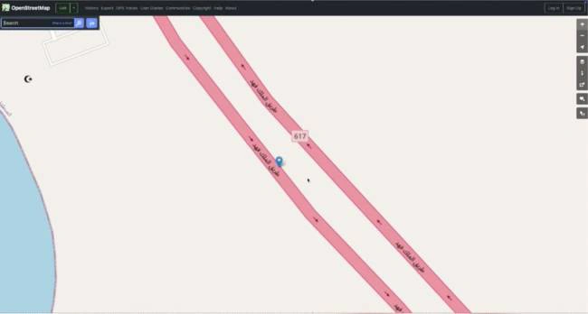 RoadEye geographic map view showing a detected location on a road